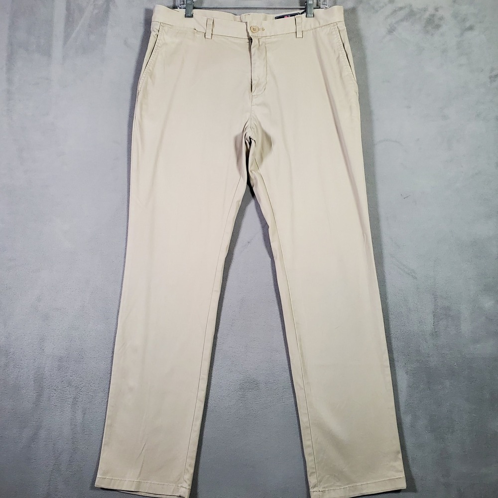 Vineyard Vines Chino Pants Mens 35x32‎ Beige Slim Fit Breaker Preppy Coastal